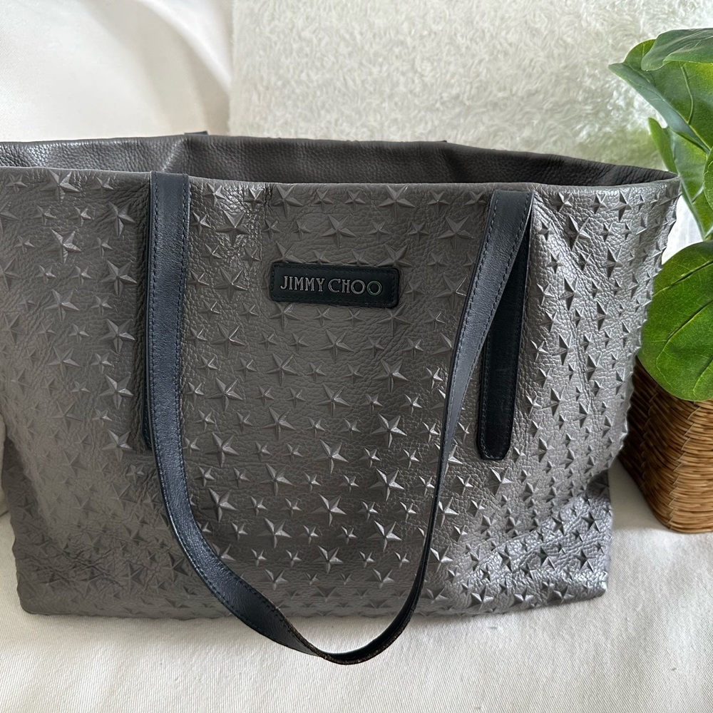 Jimmy Choo Star-Embossed Silver Tote